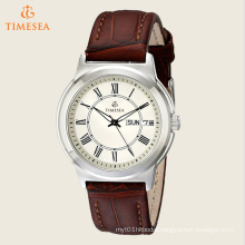 Men′s Classics Silver-Tone Watch with Brown Leather Band 72495